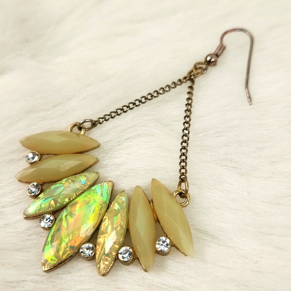 Fire Opal, Jade and Rhinestone Dangle hook earrings set - Picture 5 of 9